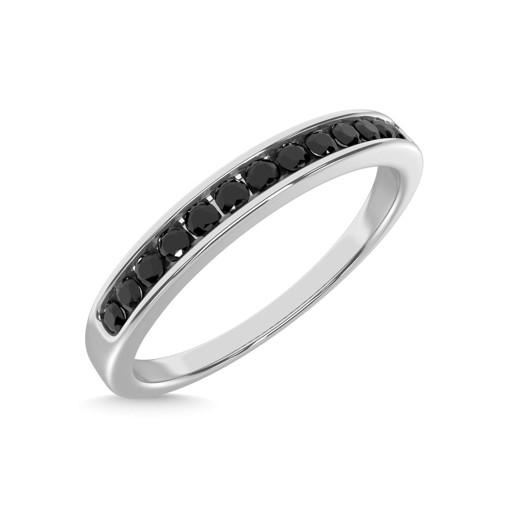 14K White Gold 1/6 Ctw Black Diamond Machine Band