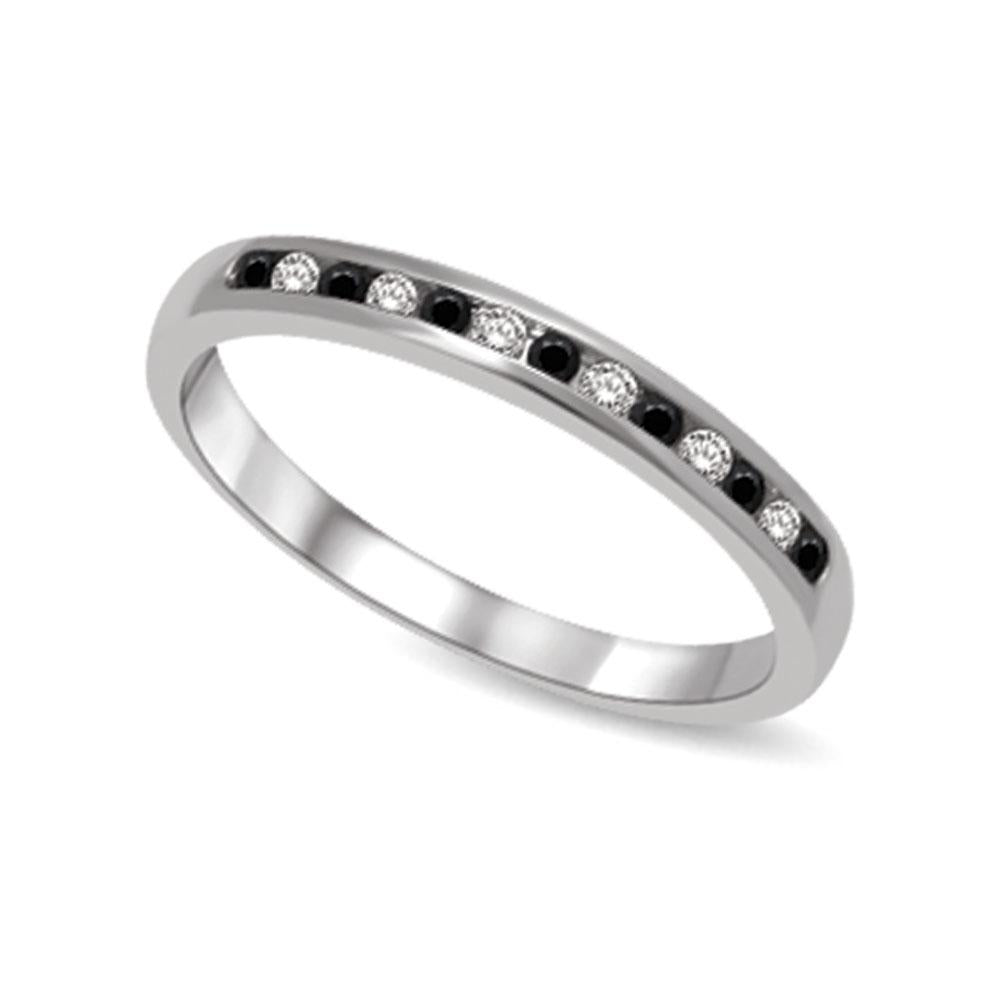 14K White Gold 1/6 Ctw Black & White Diamond Machine Band