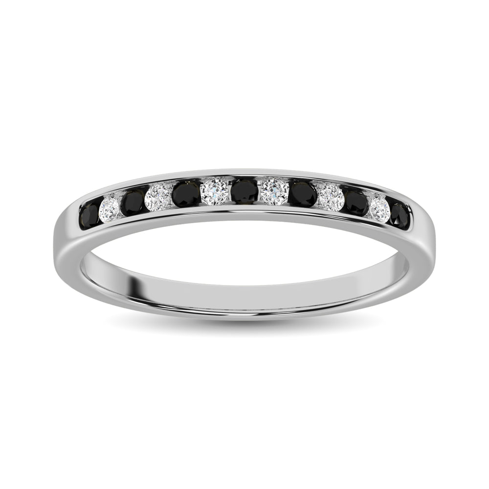 14K White Gold 1/6 Ctw Black & White Diamond Machine Band