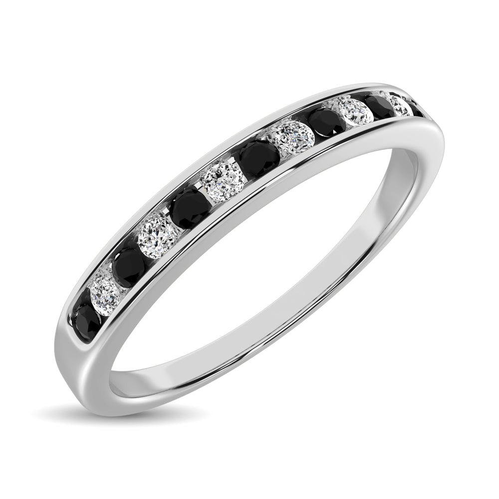 14K White Gold 1/6 Ctw Black & White Diamond Machine Band