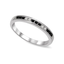 Cargar imagen en el visor de la galería, 14K White Gold 1/6 Ctw Black &amp; White Diamond Machine Band