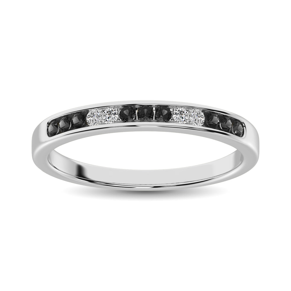 14K White Gold 1/6 Ctw Black & White Diamond Machine Band