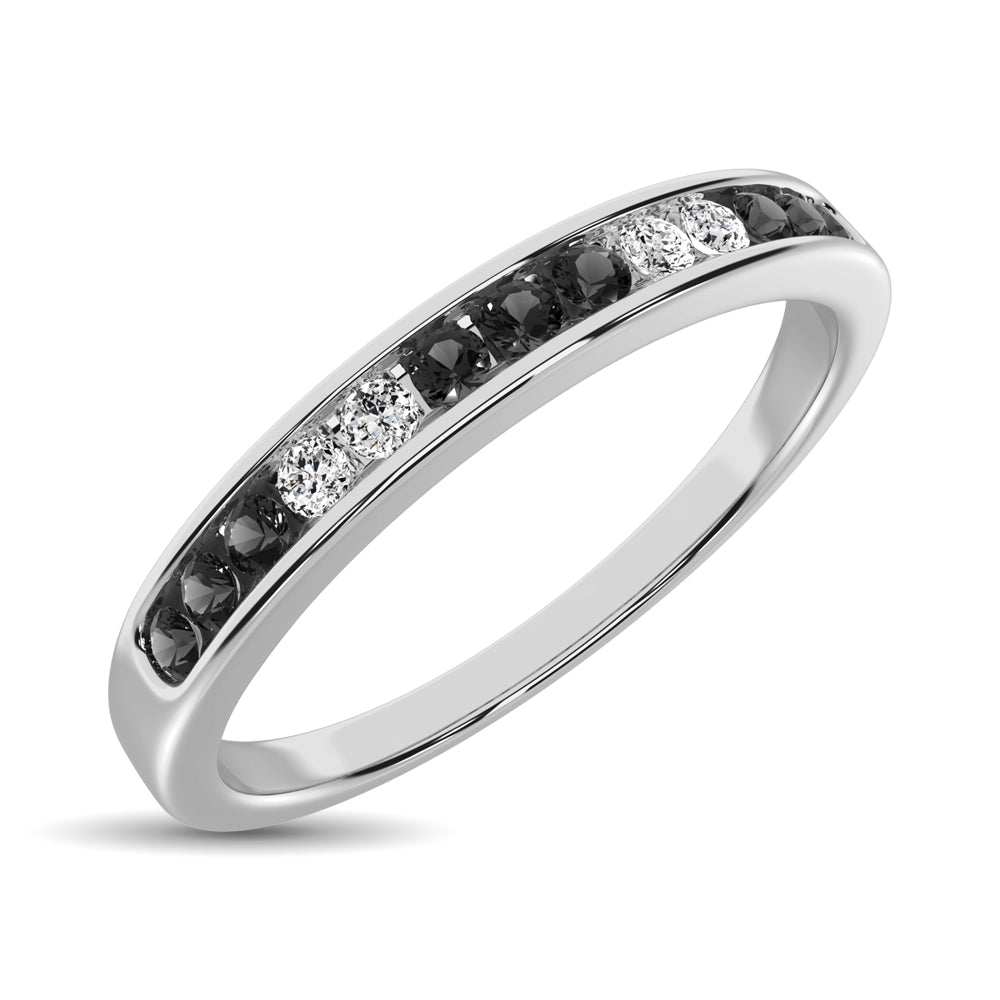 14K White Gold 1/6 Ctw Black & White Diamond Machine Band