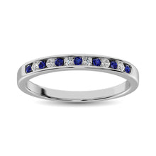 Cargar imagen en el visor de la galería, 14K White Gold 1/5 Ctw Blue Sapphire &amp; Diamond Machine Band