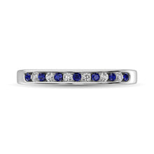 Cargar imagen en el visor de la galería, 14K White Gold 1/5 Ctw Blue Sapphire &amp; Diamond Machine Band