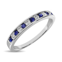 Cargar imagen en el visor de la galería, 14K White Gold 1/5 Ctw Blue Sapphire &amp; Diamond Machine Band