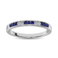 Cargar imagen en el visor de la galería, 14K White Gold 1/5 Ctw Blue Sapphire &amp; Diamond Machine Band