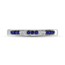 Cargar imagen en el visor de la galería, 14K White Gold 1/5 Ctw Blue Sapphire &amp; Diamond Machine Band