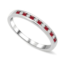 Load image into Gallery viewer, 14K White Gold 1/5 Ctw Ruby and Diamond Machine Band