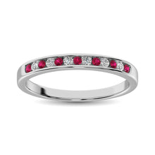 Load image into Gallery viewer, 14K White Gold 1/5 Ctw Ruby and Diamond Machine Band