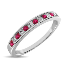 Cargar imagen en el visor de la galería, 14K White Gold 1/5 Ctw Ruby and Diamond Machine Band