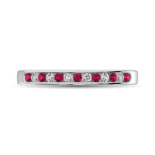 Load image into Gallery viewer, 14K White Gold 1/5 Ctw Ruby and Diamond Machine Band