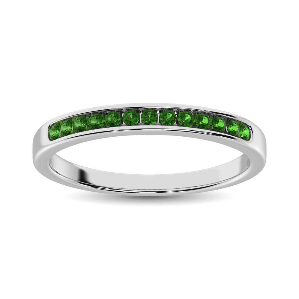 14K White Gold 1/5 Ctw Tsavorite Machine Band