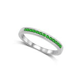 14K White Gold 1/5 Ctw Tsavorite Machine Band