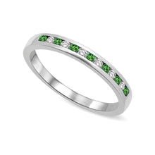 Cargar imagen en el visor de la galería, 14K White Gold 1/5 Ctw Tsavorite &amp; Diamond Machine Band