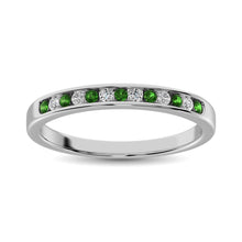 Cargar imagen en el visor de la galería, 14K White Gold 1/5 Ctw Tsavorite &amp; Diamond Machine Band