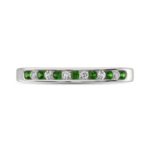 Cargar imagen en el visor de la galería, 14K White Gold 1/5 Ctw Tsavorite &amp; Diamond Machine Band