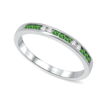 Cargar imagen en el visor de la galería, 14K White Gold 1/6 Ctw Tsavorite &amp; Diamond Machine Band