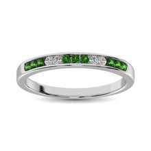 Cargar imagen en el visor de la galería, 14K White Gold 1/6 Ctw Tsavorite &amp; Diamond Machine Band