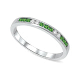 14K White Gold 1/6 Ctw Tsavorite & Diamond Machine Band