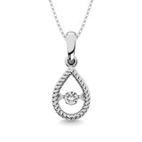 Sterling Silver Moving Diamond Accent Pear Shape Pendant