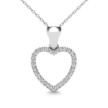 Cargar imagen en el visor de la galería, 10K White Gold 1/10 Ctw Diamond Heart Pendant