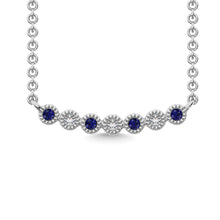 Cargar imagen en el visor de la galería, Diamond 1/10 Ct.Tw. And Blue Sapphire Necklace in 10K White Gold