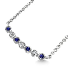 Cargar imagen en el visor de la galería, Diamond 1/10 Ct.Tw. And Blue Sapphire Necklace in 10K White Gold