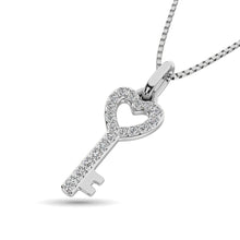 Cargar imagen en el visor de la galería, 10K White Gold 1/10 Ctw Diamond Double Heart Pendant