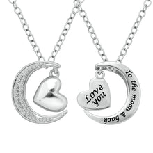 Cargar imagen en el visor de la galería, Sterling Silver 1/8 Ctw Diamond Heart  &amp; Moon Pendant