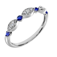 Cargar imagen en el visor de la galería, Diamond 1/5 ctw and Blue Sapphire Stack Ring