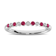 Cargar imagen en el visor de la galería, 14K White Gold Alternate Diamond 1/4 Ctw and Ruby Ring