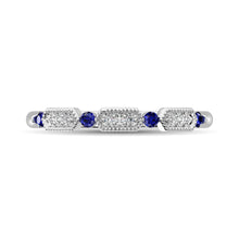 Cargar imagen en el visor de la galería, 14K White Gold Alternate Diamond 1/5 Ctw and Blue Saphire Ring