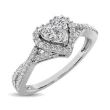 10K White Gold 1/4 Ct.Tw. Diamond Heart Ring