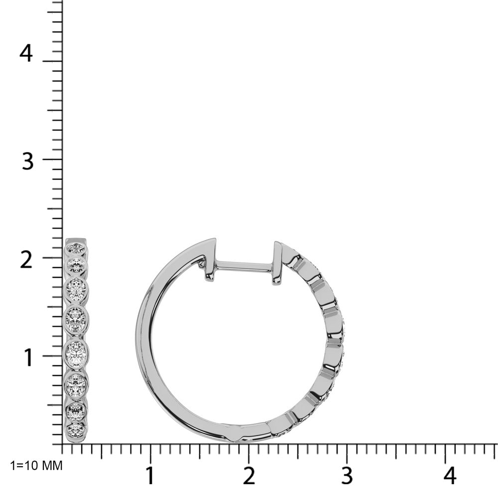 14K White Gold 1/3 Ct.Tw. Diamond Hoop Earrings