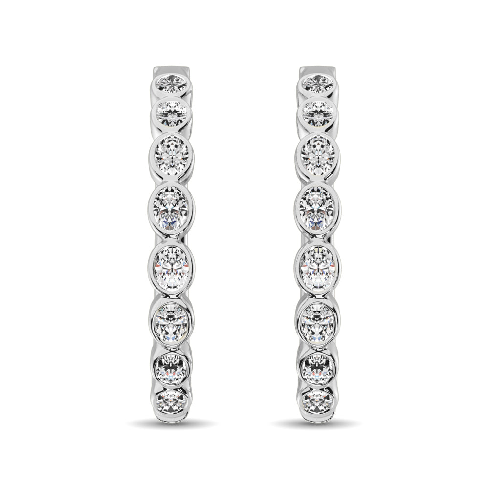 14K White Gold 1/3 Ct.Tw. Diamond Hoop Earrings