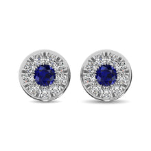 Cargar imagen en el visor de la galería, 14K White Gold Diamond 1/4 Ct.Tw. and Blue Sapphire Stud