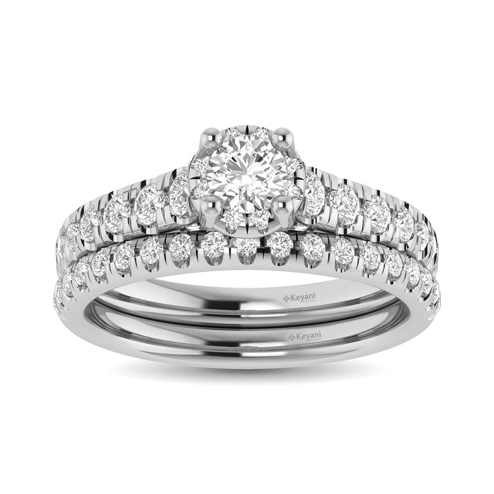 14K White Gold 1 1/4Ct.Tw. Diamond Round Cut keyani Bridal Ring