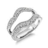 14K White Gold 2/5 Ct.Tw. Diamond Guard Ring with Milgrain Detail