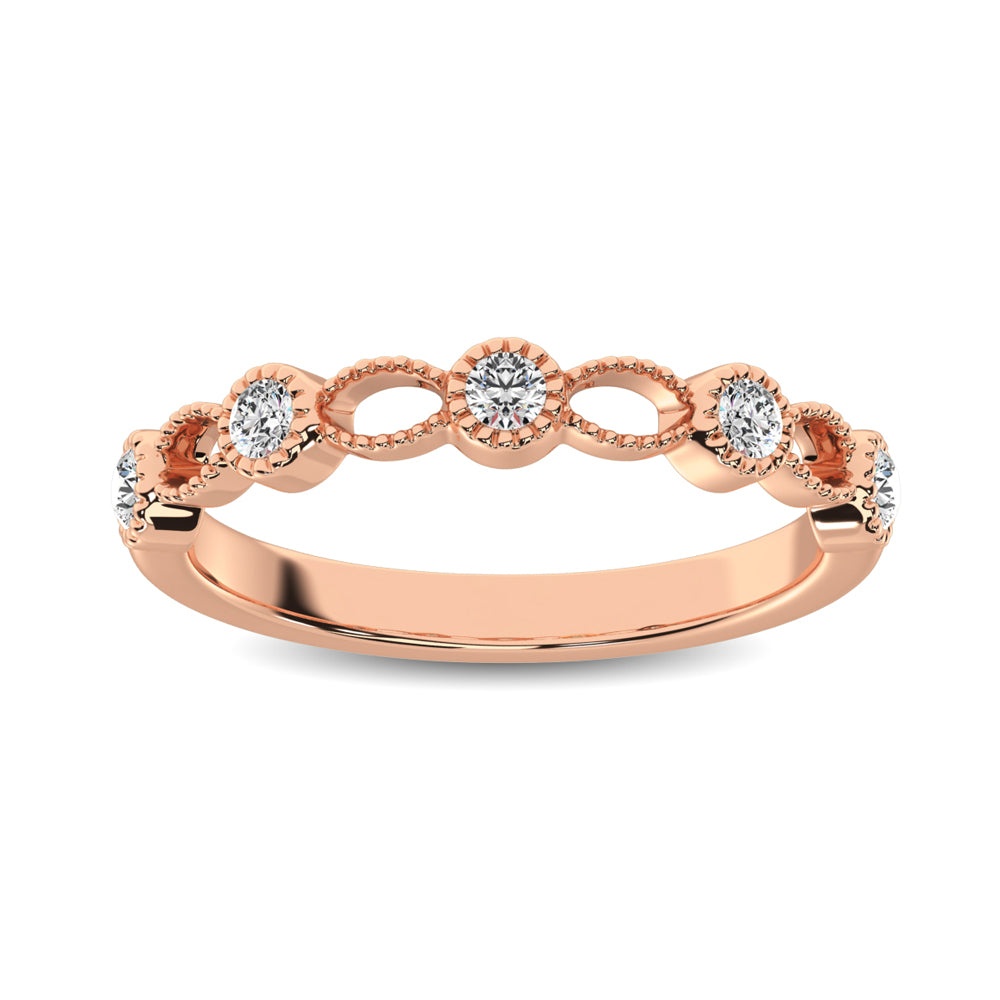 14K Rose Gold 1/6 Ctw Diamond Band