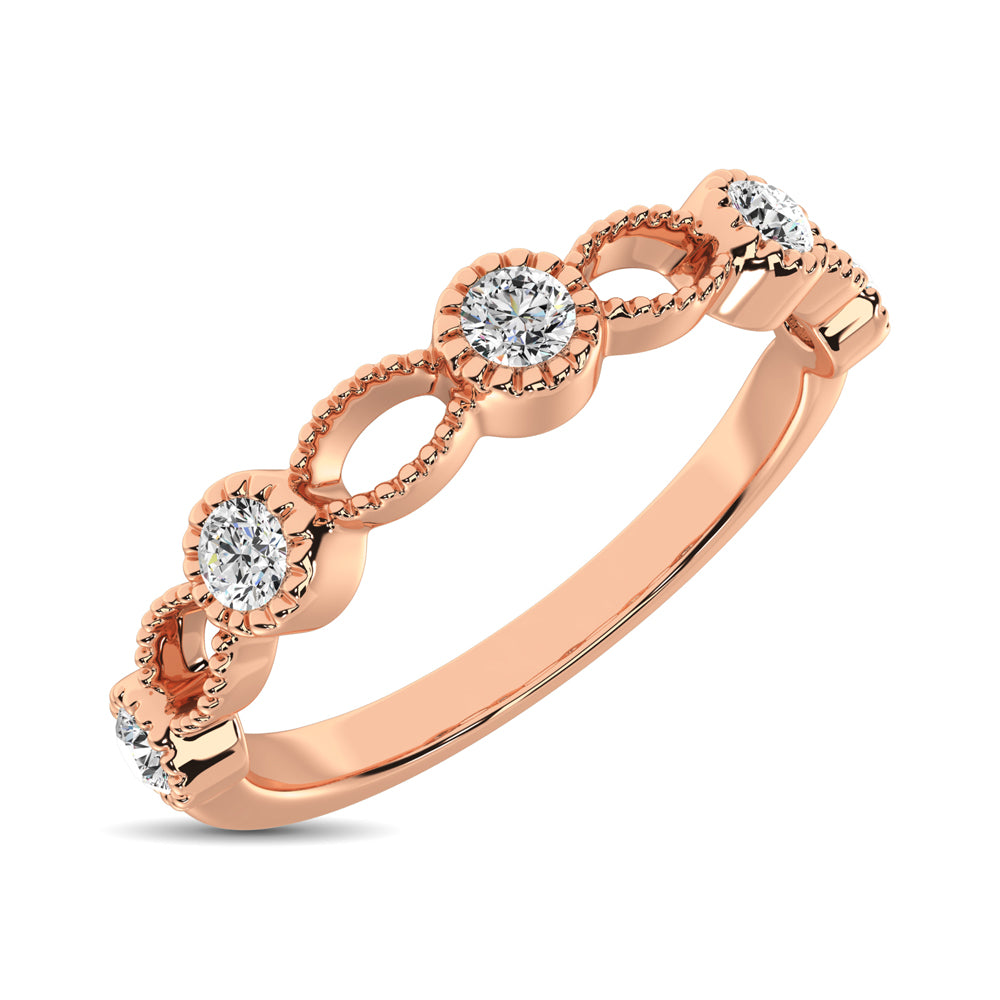 14K Rose Gold 1/6 Ctw Diamond Band