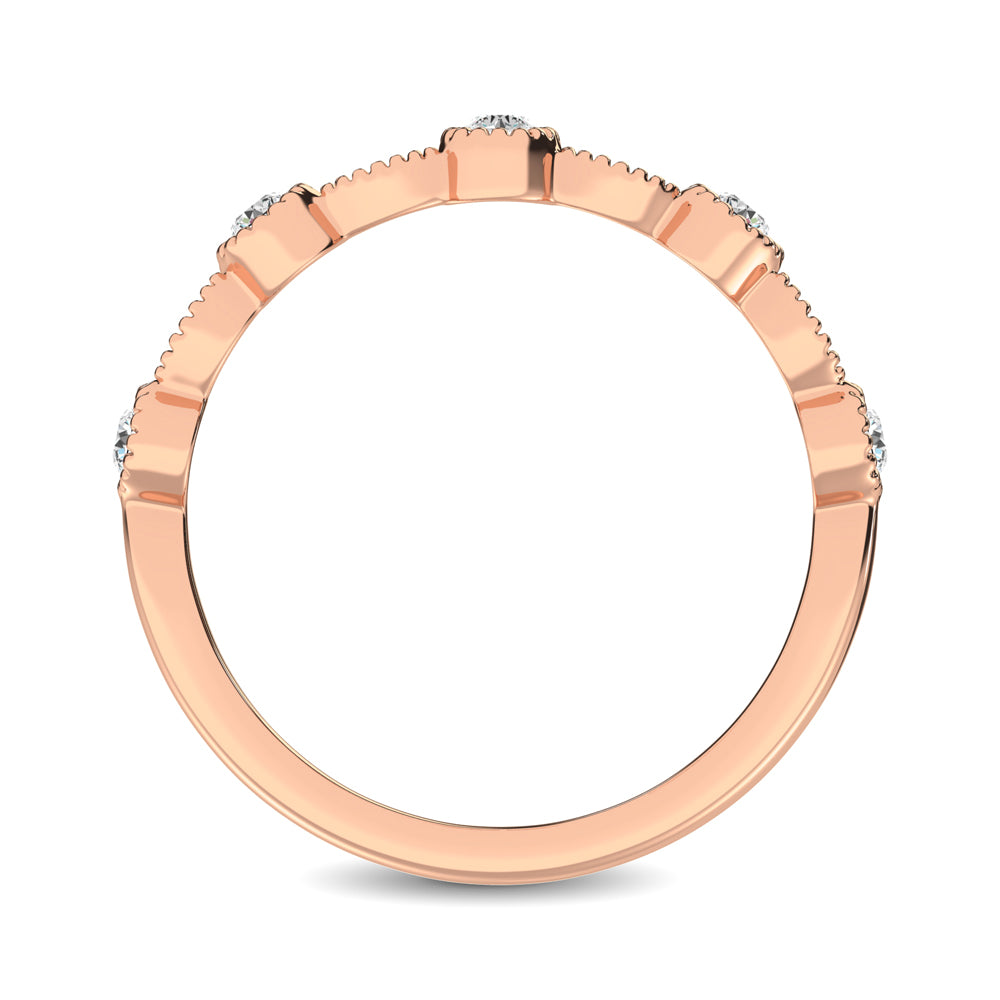 14K Rose Gold 1/6 Ctw Diamond Band