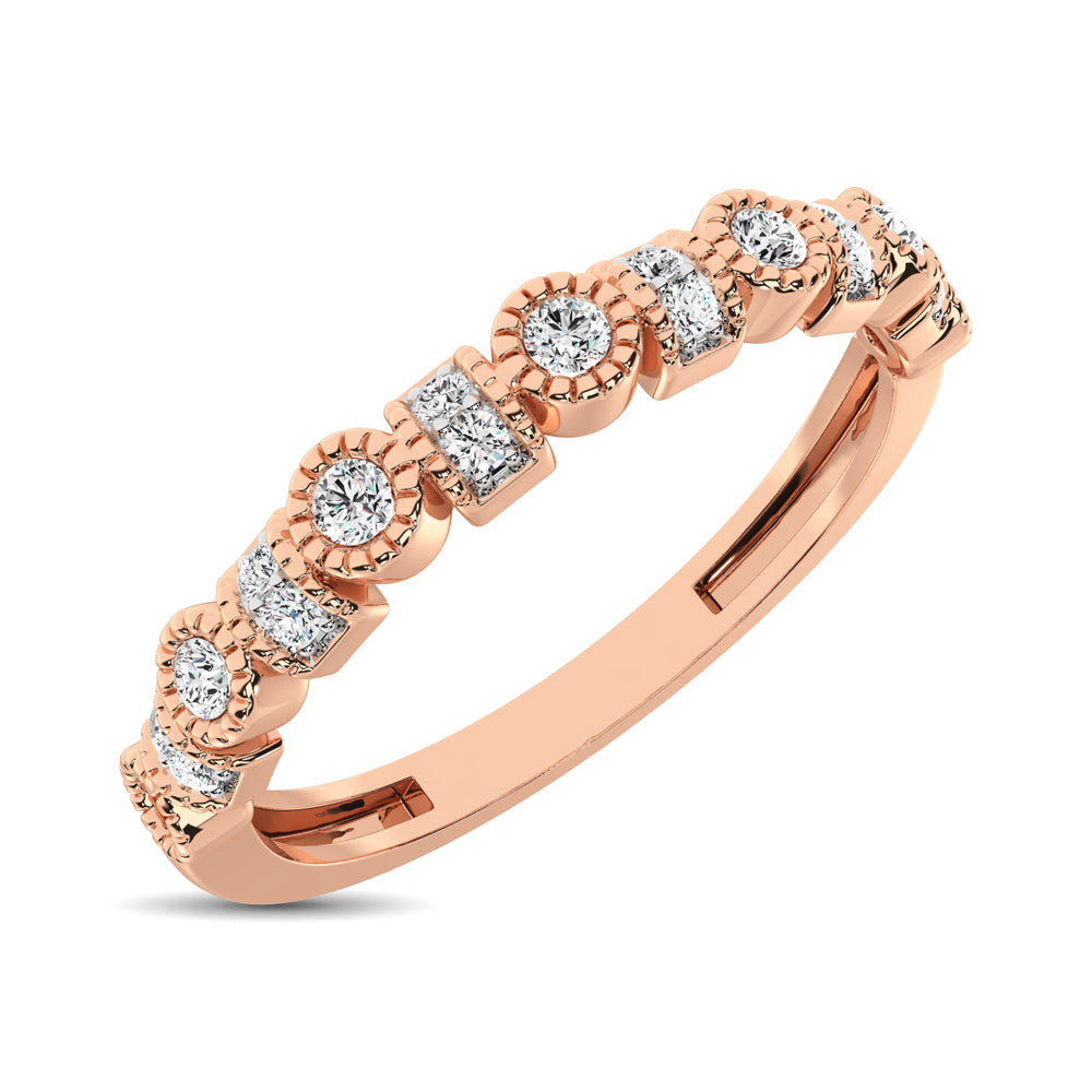 14K Rose Gold 1/6 Ctw Diamond Band