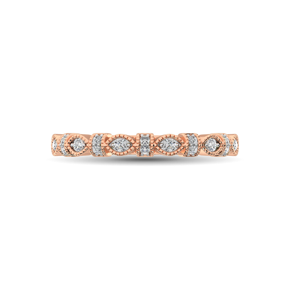 14K Rose Gold Marquise Frame 1/6 Ctw Diamond Band