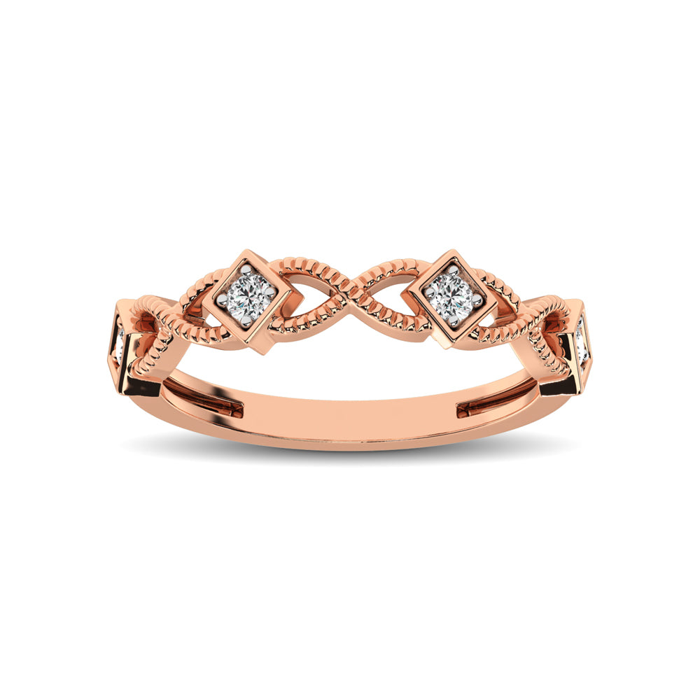 14K Rose Gold 1/8 Ctw Diamond Band