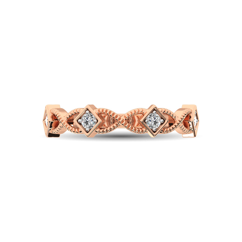 14K Rose Gold 1/8 Ctw Diamond Band