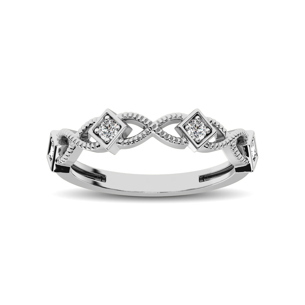 14K White Gold 1/8 Ctw Diamond Band