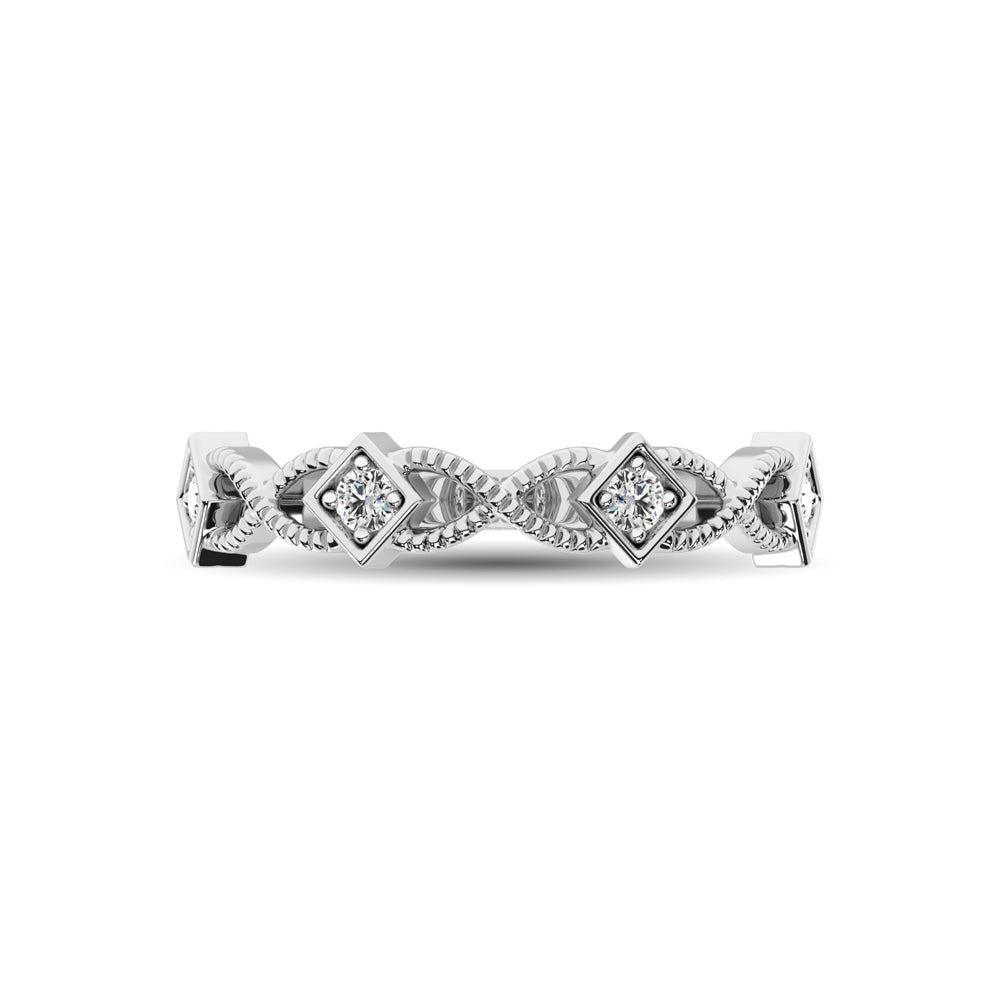 14K White Gold 1/8 Ctw Diamond Band