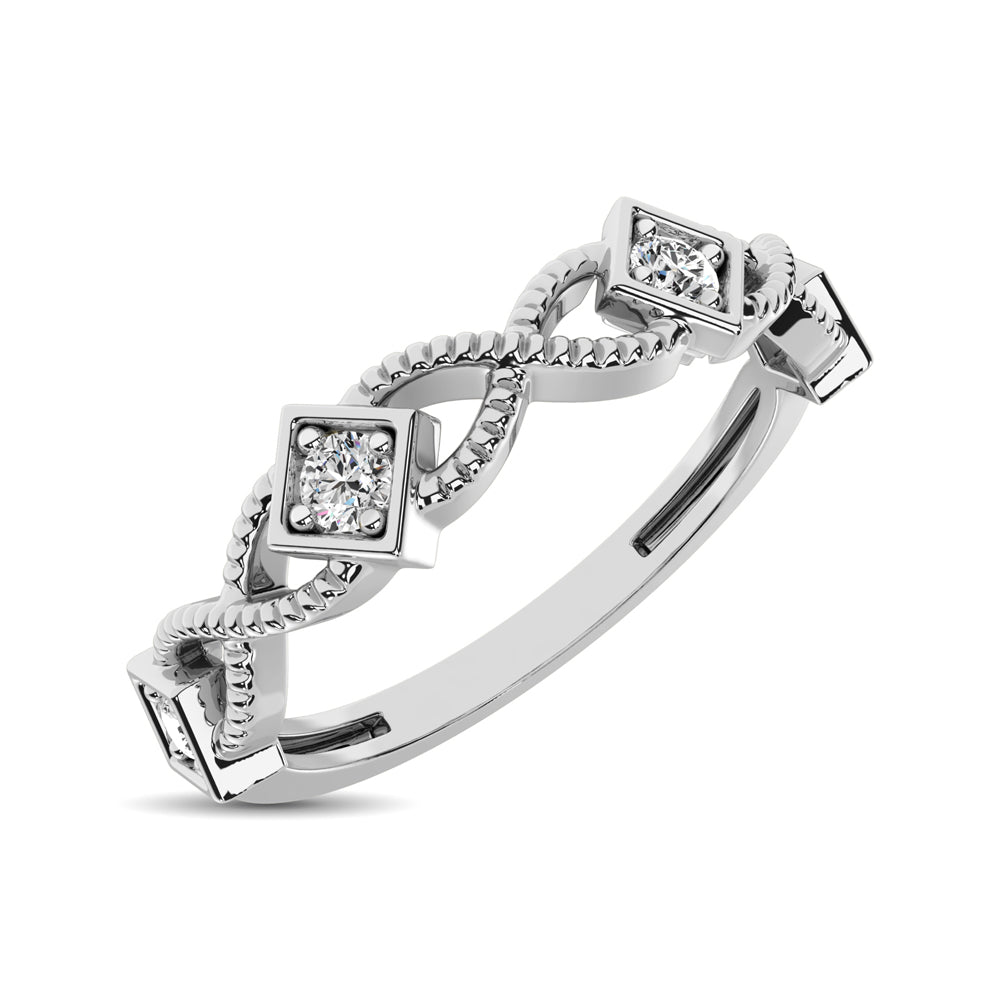 14K White Gold 1/8 Ctw Diamond Band