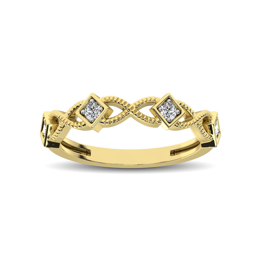 14K Yellow Gold 1/8 Ctw Diamond Band